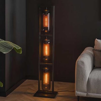 Staande lamp voor 3 lichtbronnen Smirna-Artic zwart