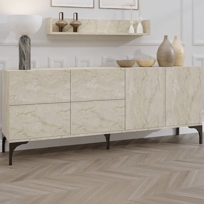 Sidetable Stella - 100% MELAMINE - Travertijn - 180 x 55 x 40 cm