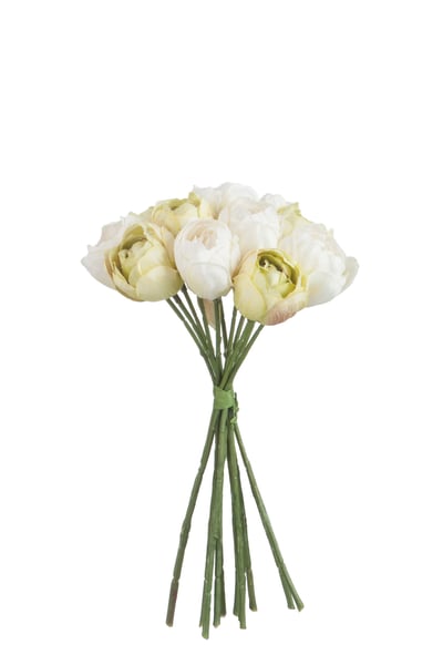 Boeket tulp 12x polyester wit/groen