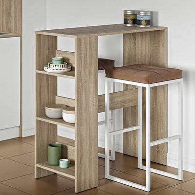 Bartafel Carnilla 94x40 met opbergruimte - eik