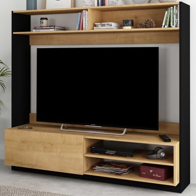 TV-meubel Daphne 163cm met opklapdeur - eik/zwart