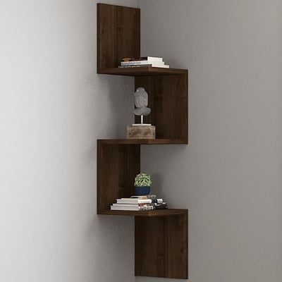 Wandplank Zikzak - 100% MELAMINE - Walnoot - 25 x 105,4 x 25 cm