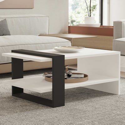 Salontafel 2 niveaus Antraciet Wit Salontafel 2 niveaus Antraciet Wit
