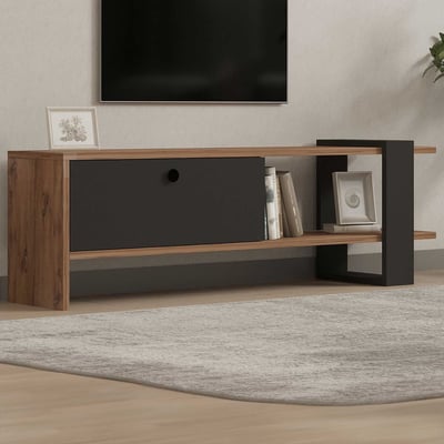 Ova TV-meubel | 100% MELAMINE | Eiken, Antraciet