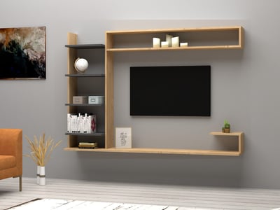 Woody Fashion TV-meubel - zwevend - eikdecor / Antraciet
