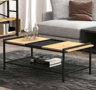 Moderne Walnoot Zwarte Salontafel | Woody Fashion | 100% Melamine Gecoat Spaanplaat Moderne Walnoot Zwarte Salontafel | Woody Fashion | 100% Melamine Gecoat Spaanplaat