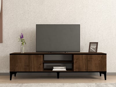 Erem TV-meubel | 100% MELAMINE | Walnoot, Zwart