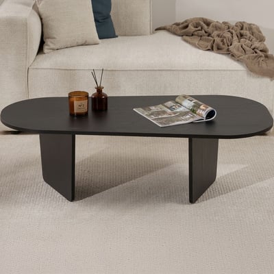 Salontafel Ovalis - 100% MELAMINE - Houtzwart - 40 x 65 x 130 cm