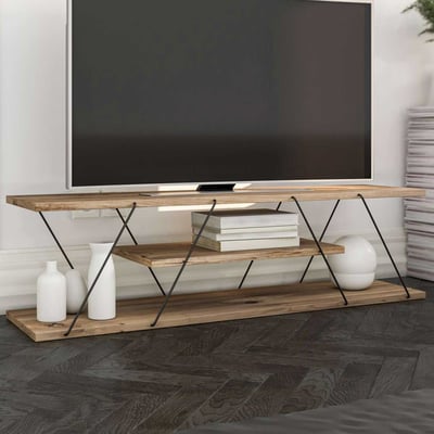 Canaz TV-meubel | 100% MELAMINE | Zwart, Walnoot