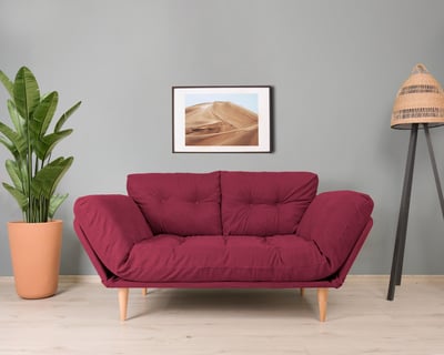 Comfortabele 3-zits slaapbank | Metalen frame | Rood | 200kg Draagvermogen
