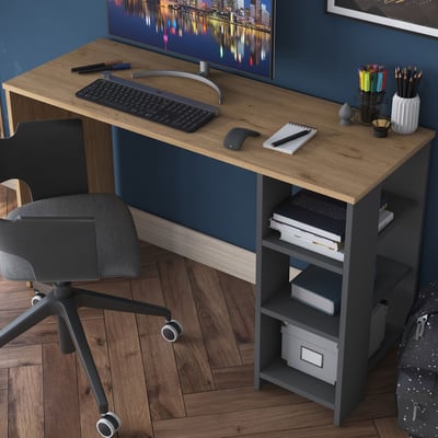 Bureau HA108 - 100% MELAMINE - Walnoot - 120 x 73,8 x 45 cm