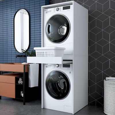 Badkamerkast KD113 - 100% MELAMINE - Wit - 66,6 x 189 x 65 cm