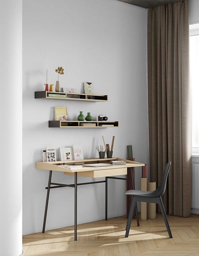 Bureau Ply 120cm met lade - eik/zwart Bureau Ply 120cm met lade - eik/zwart