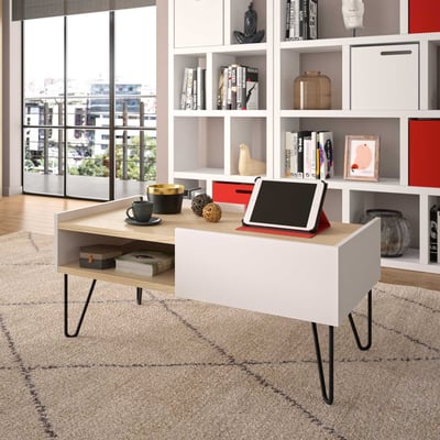 Salontafel Nina 110cm - eik/wit