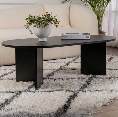 Ovale salontafel Sable - 119x60x40cm - zwart