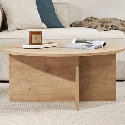 Salontafel Soleil - 100% MELAMINE - Saffier eiken - 40 x 90 x 90 cm