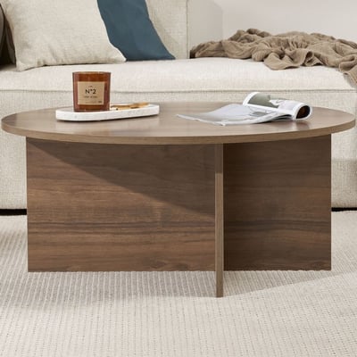 Salontafel Soleil - 100% MELAMINE - Walnoot - 40 x 90 x 90 cm