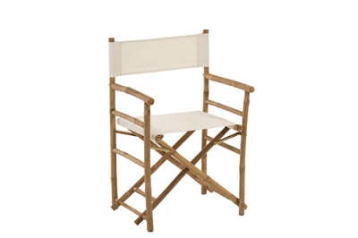 Stoel regisseur plooibaar bamboe+textiel naturel+wit Stoel regisseur plooibaar bamboe+textiel naturel+wit