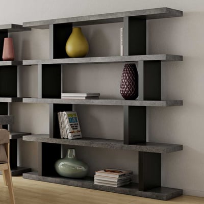 Boekenkast Stephany 172 cm-beton/zwart