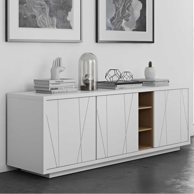 Dressoir Niche met dessin - wit/eik