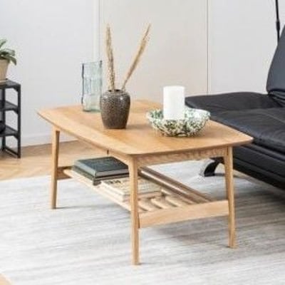 Salontafel Emma met lade en legplank - eik