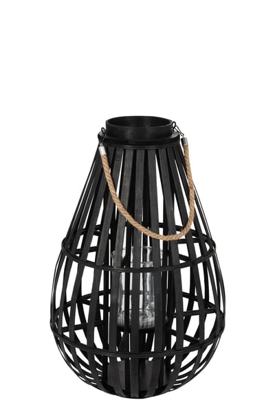 Lantaarn druppelvorm bamboo zwart small