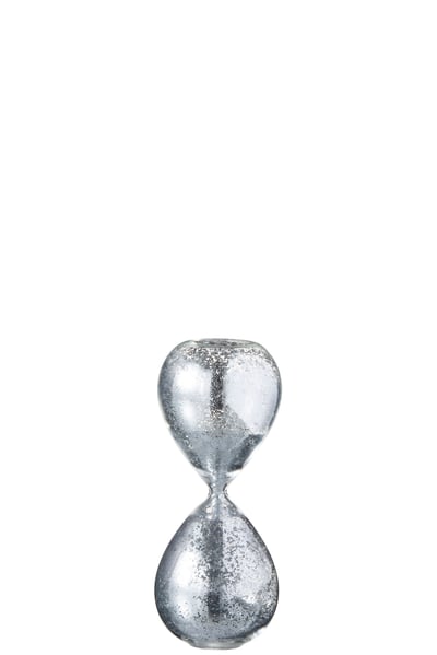 Zandloper parels glas zilver small