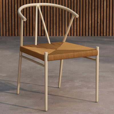 Eetkamerstoel Alfons - Staal & Rotan - 58x74x55 cm - Beige