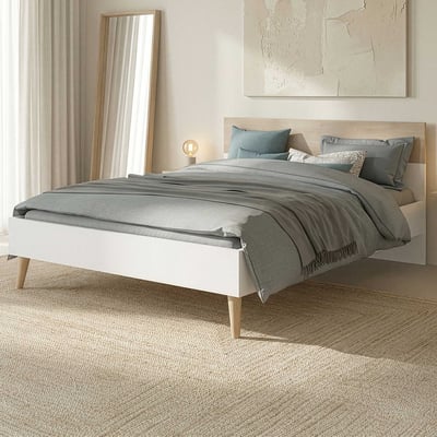 Tweepersoonsbed Hardy 140x190 - wit/eik 