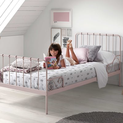 Metalen Bed Alice 90x200 - roze Metalen Bed Alice 90x200 - roze