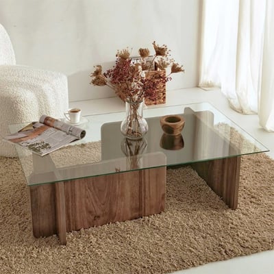Salontafel Gladys-walnoot/glas Salontafel Gladys-walnoot/glas