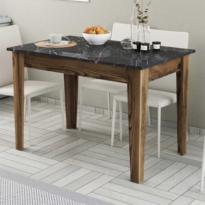 Keukentafel Woody Fashion - 110x72x75 cm - Walnoot/marmer 