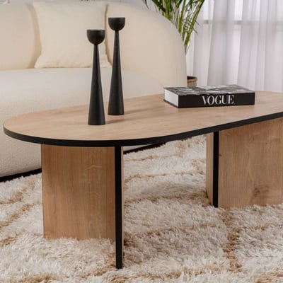 Ovale salontafel Sable - 119x60x40cm - eikdecor/zwart