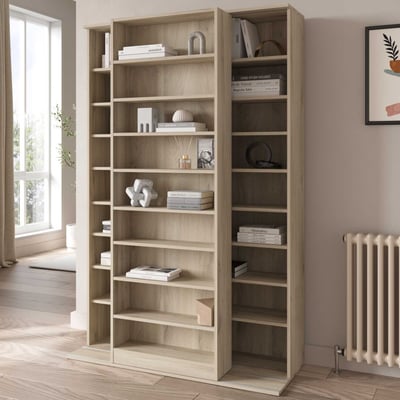 Boekenkast Bento - 117x44x179cm - met schuifdeel - Kronberg eik