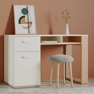Bureau Camillia - 120x60x76,5cm - met opbergruimte - beige/terracotta Bureau Camillia - 120x60x76,5cm - met opbergruimte - beige/terracotta