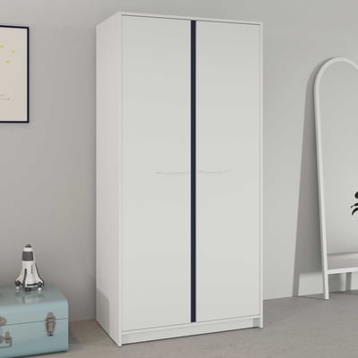 Kledingkast Reverso - 88x50x181cm - 2 deuren - wit/blauw Kledingkast Reverso - 88x50x181cm - 2 deuren - wit/blauw