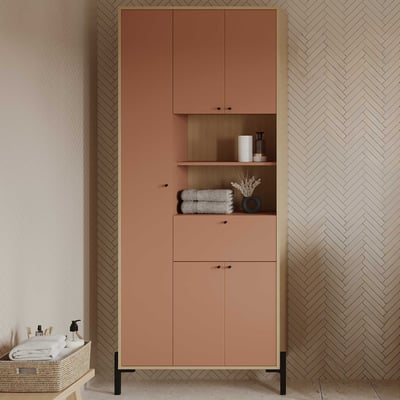 Badkamerkast Elisa - 32,90x83,60x20,50 cm - Kameelbruin/spaanplaat