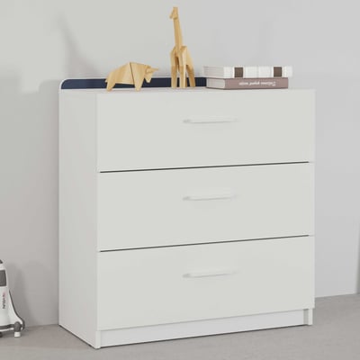 Commode Reverso - 77x40x83cm - 3 lades - wit/blauw Commode Reverso - 77x40x83cm - 3 lades - wit/blauw