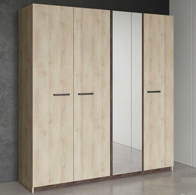 Kledingkast Watson | 178,1 x 51,4 x 191,5 cm | Vier deuren | Bruin