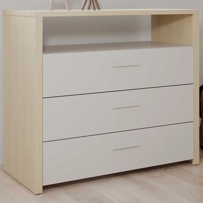 Commode Heva - 93x44x82cm - 3 lades - wit/eikdecor