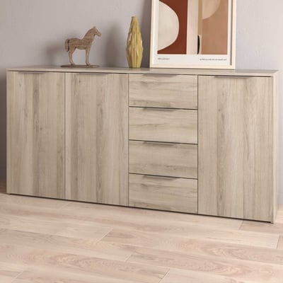 Dressoir Spectre - 159x37x78cm - 3 deuren & 4 lades - eikdecor