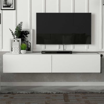 Tv-meubel Aristo - 135x32x25cm - 2 deuren - wit