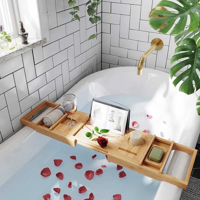Luxe Bamboe Badplank met Verlengbaar Ontwerp 75-109cm