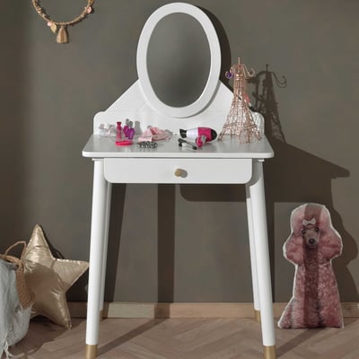 Kaptafel Billy met 1 lade - wit/goud