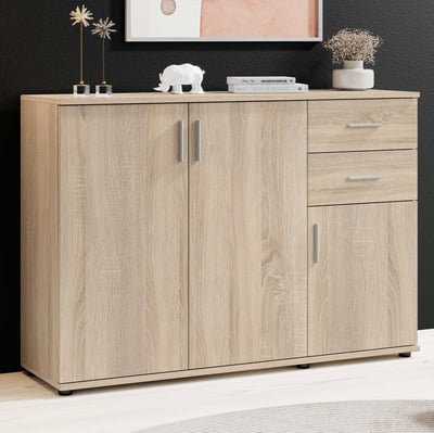 Commode Debby 3 deuren en 2 lades - eik