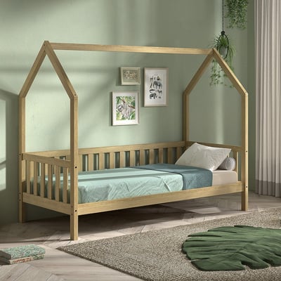Bedhuisje Home - 90x200 cm - met hekje - massief eikenhout Bedhuisje Home - 90x200 cm - met hekje - massief eikenhout