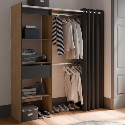 Kleerkast Chicago - 50x114x192 cm - Bruin/eik