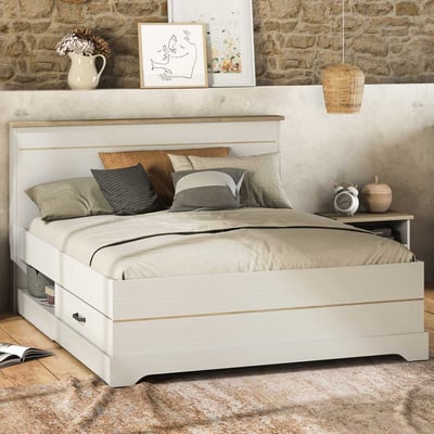 Bed Charme 140x190/200 cm-Kronberg eik/structuurwit Bed Charme 140x190/200 cm-Kronberg eik/structuurwit