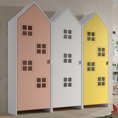 3-delige kledingkast Casami Bruges - 173x37x172 cm - Roze/wit/geel