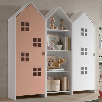 3-delige kledingkast Casami Bruges - 173x37x172 cm - Roze/wit 3-delige kledingkast Casami Bruges - 173x37x172 cm - Roze/wit